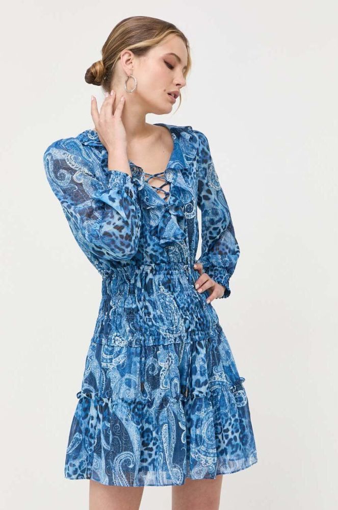 Сукня Guess mini розкльошена колір блакитний (3384010)