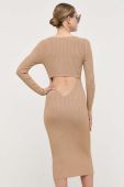 Сукня Guess колір бежевий midi облягаюча (3333023)