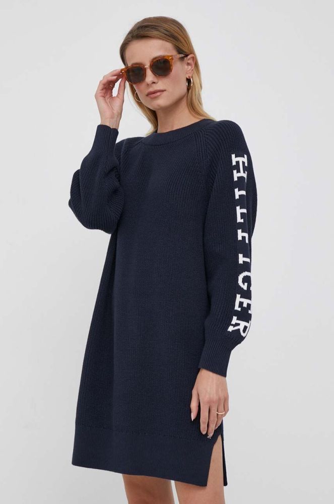 Бавовняна сукня Tommy Hilfiger колір синій mini oversize (3342628)