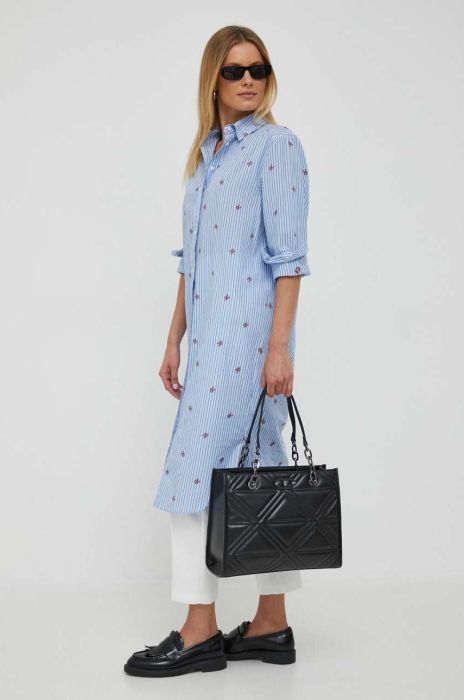 Бавовняна сукня Tommy Hilfiger mini пряма колір блакитний (3381891)