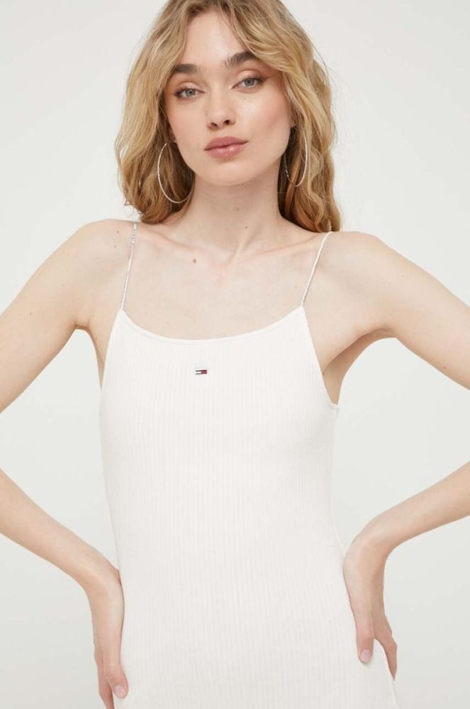 Сукня Tommy Jeans колір бежевий mini облягаюча (3276726) фото 4