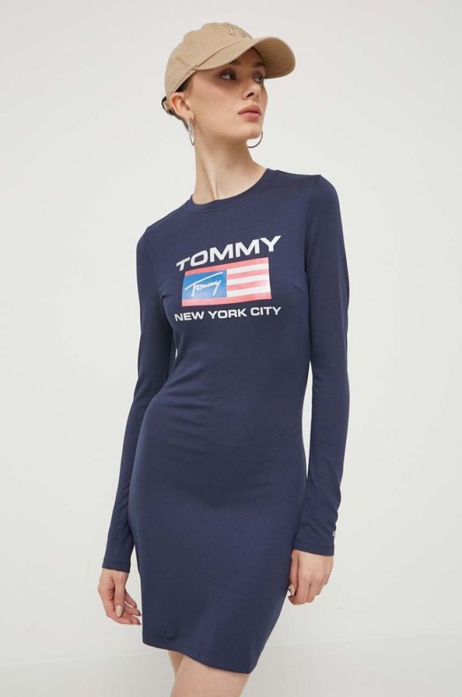 Сукня Tommy Jeans колір синій mini облягаюча (3376916) фото 2