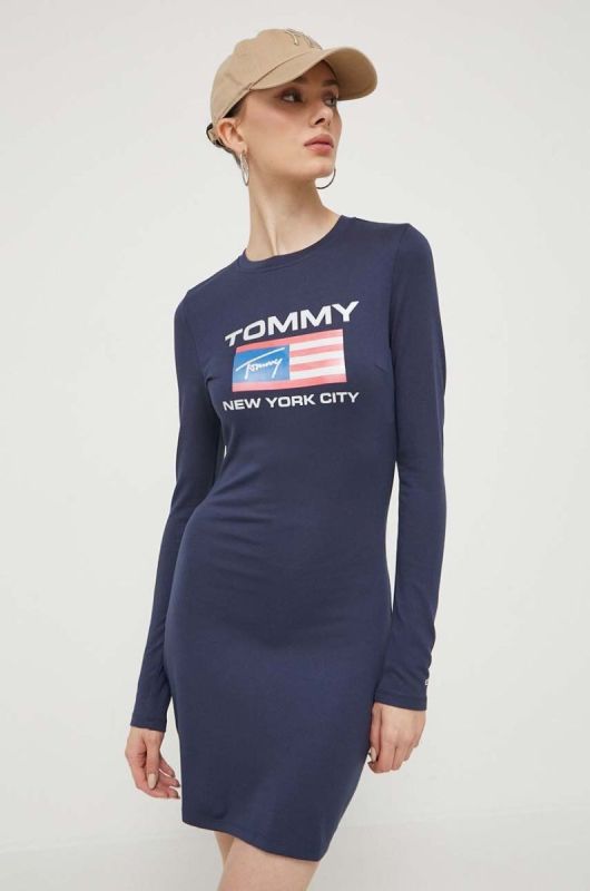 Сукня Tommy Jeans колір синій mini облягаюча (3376916) фото 2