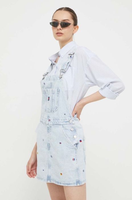 Джинсова сукня Tommy Jeans mini пряма колір блакитний (3467599)