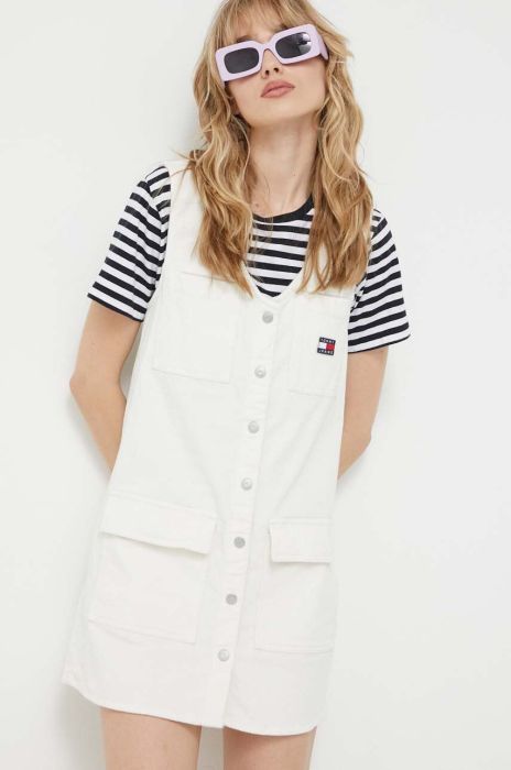 Вельветова сукня Tommy Jeans колір білий mini пряма