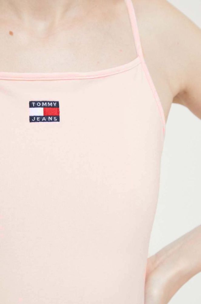 Сукня Tommy Jeans колір рожевий midi облягаюча фото 6