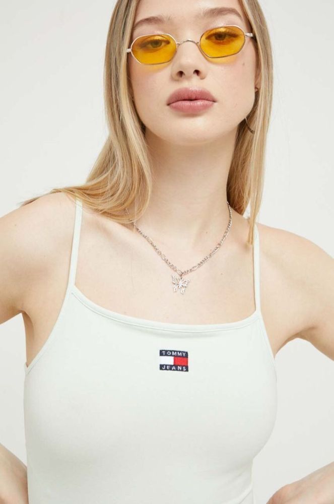 Сукня Tommy Jeans колір зелений midi облягаюча фото 6