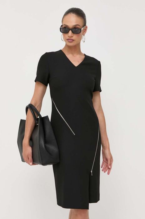 Сукня BOSS колір чорний midi пряма (3373268)