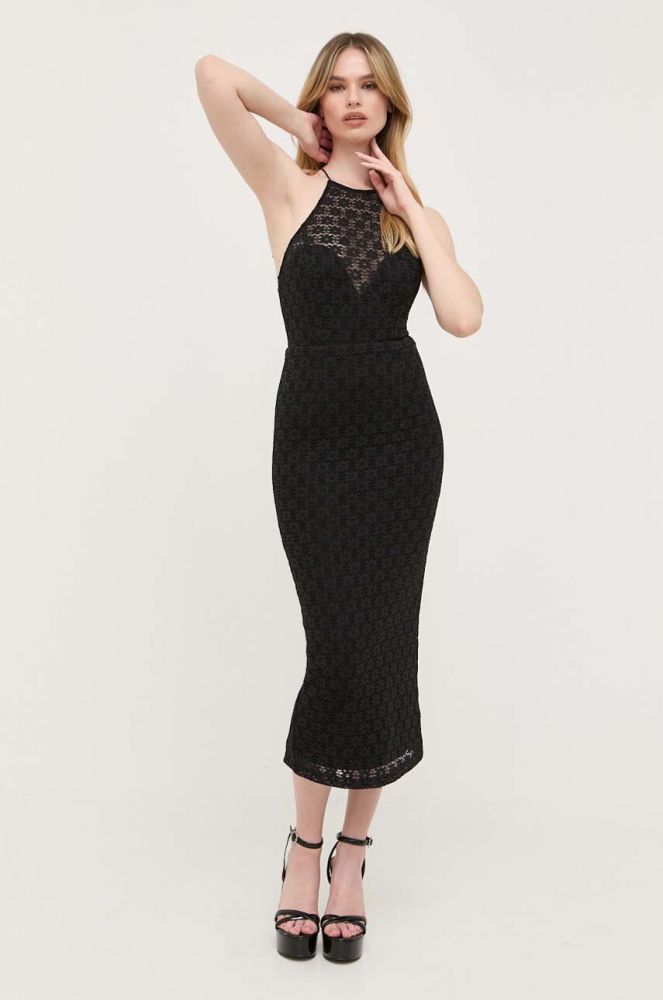 Сукня Bardot колір чорний midi облягаюча (3319933)