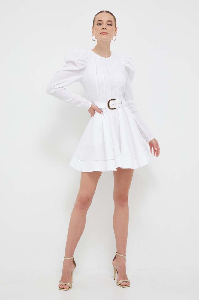 Сукня Bardot колір білий mini розкльошена (3404556)