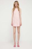 Бавовняна сукня Rotate колір рожевий mini розкльошена