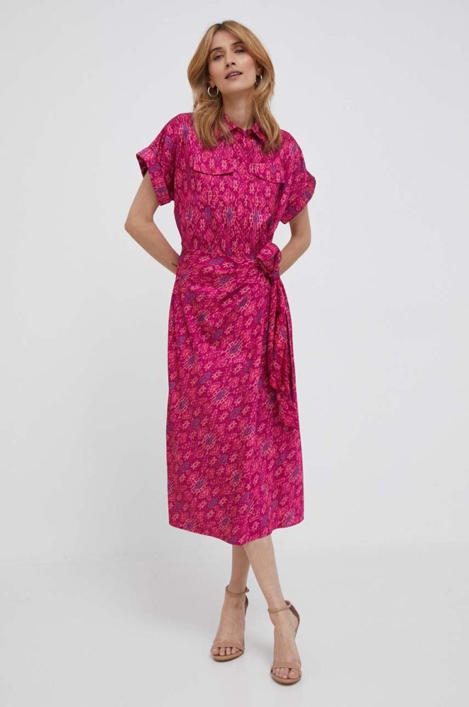 Сукня Lauren Ralph Lauren колір рожевий midi розкльошена (3316713)