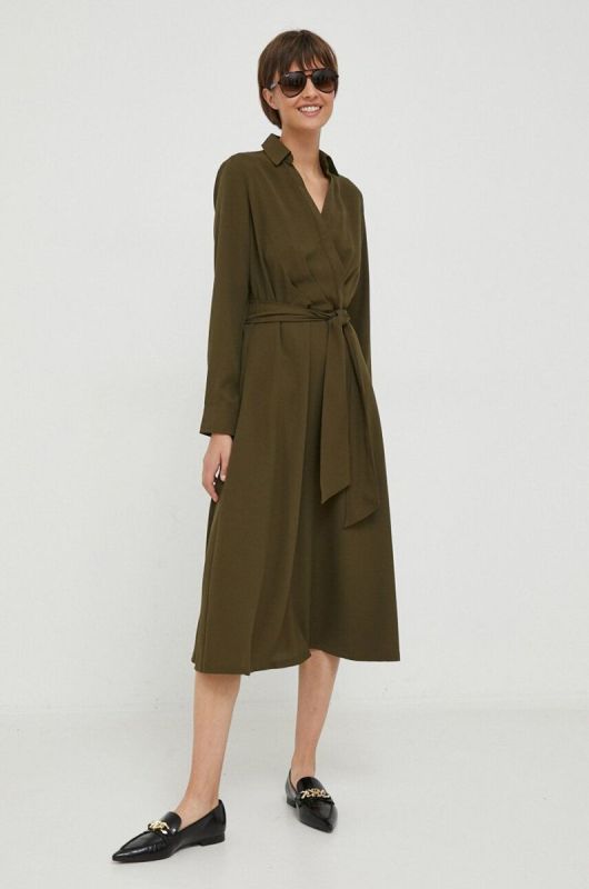 Сукня Lauren Ralph Lauren колір зелений midi розкльошена фото 2