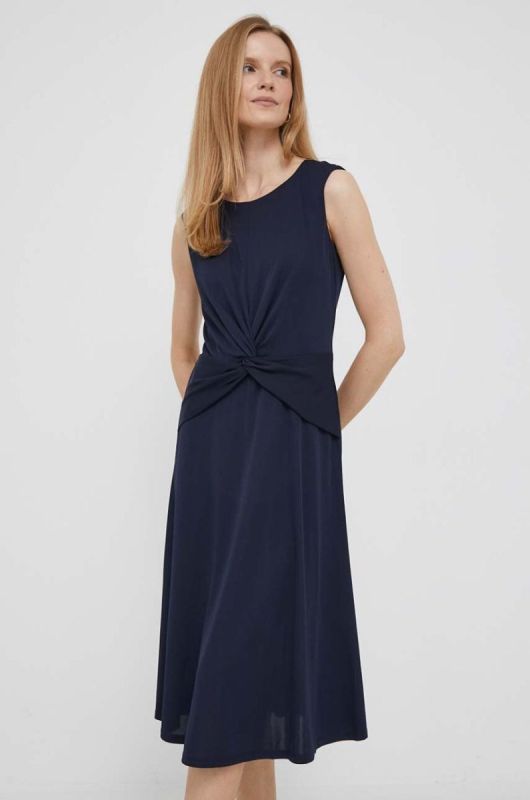 Сукня Lauren Ralph Lauren колір синій midi розкльошена (3322416) фото 2