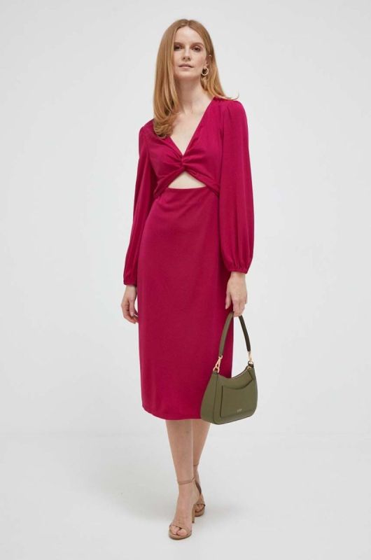 Сукня Lauren Ralph Lauren колір рожевий midi пряма фото 2