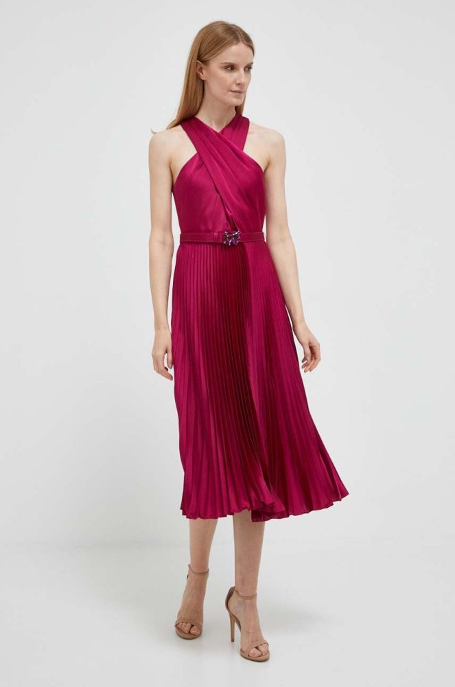 Сукня Lauren Ralph Lauren колір рожевий midi розкльошена (3310228)