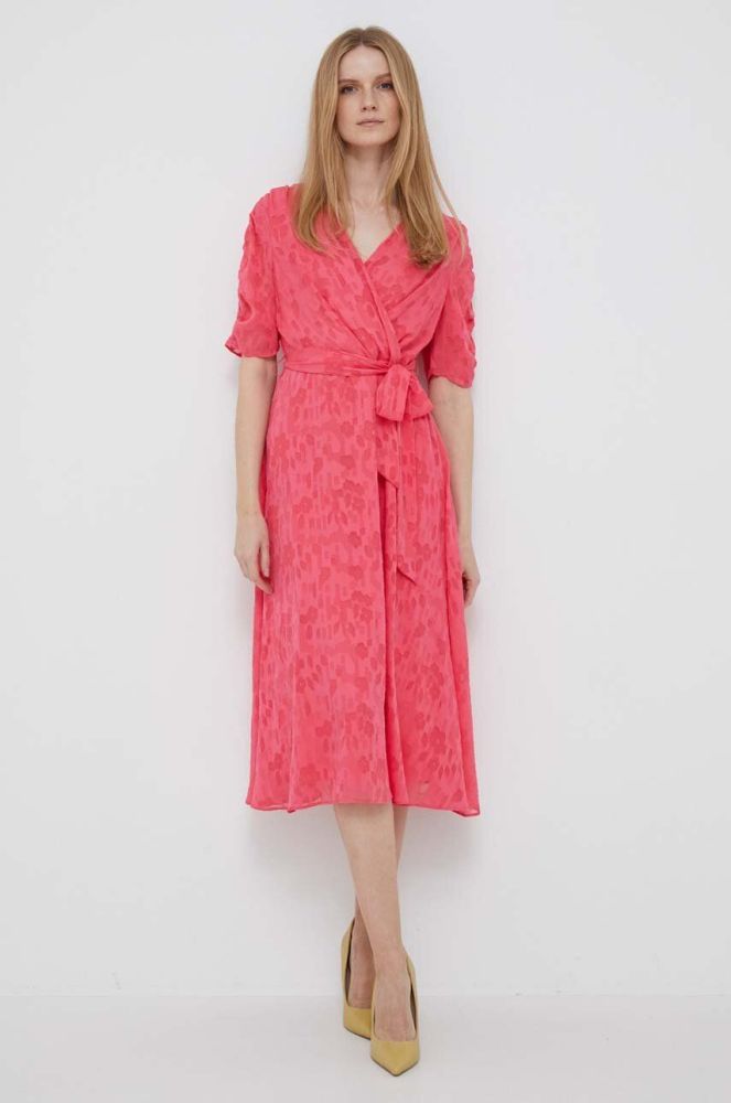 Сукня Dkny колір рожевий midi розкльошена (3266414)