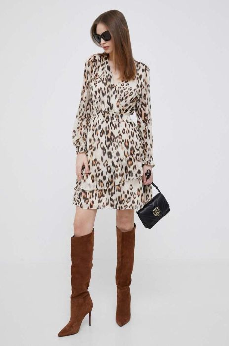 Сукня Dkny колір бежевий mini розкльошена (3290991)