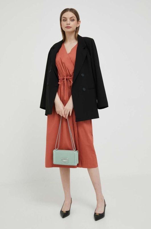 Сукня Dkny колір помаранчевий midi розкльошена фото 2