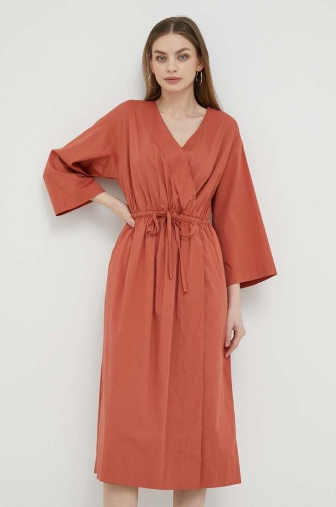 Сукня Dkny колір помаранчевий midi розкльошена фото 3