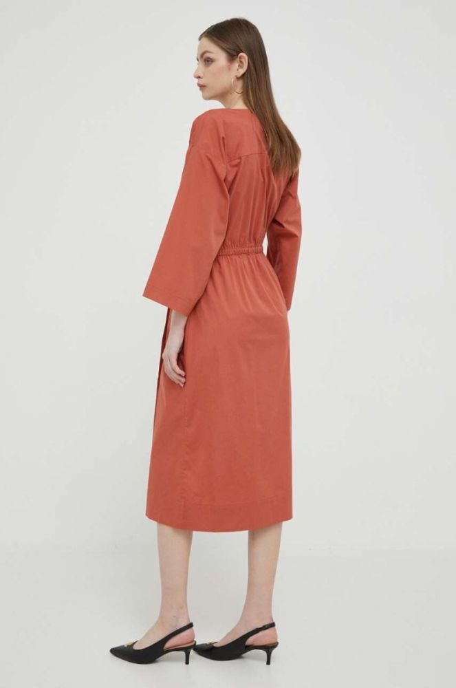 Сукня Dkny колір помаранчевий midi розкльошена фото 4