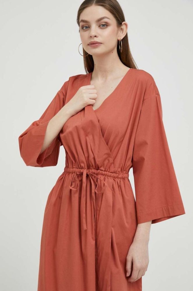 Сукня Dkny колір помаранчевий midi розкльошена фото 5