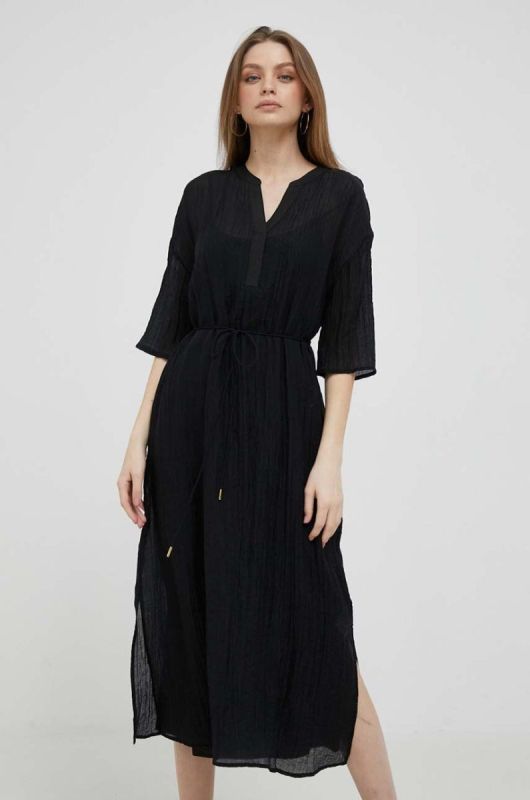 Сукня Dkny колір чорний midi oversize фото 2