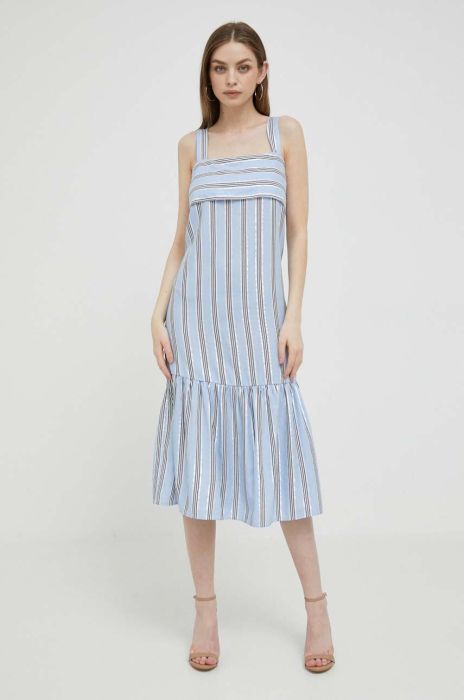 Сукня Dkny midi розкльошена колір блакитний (3299488)