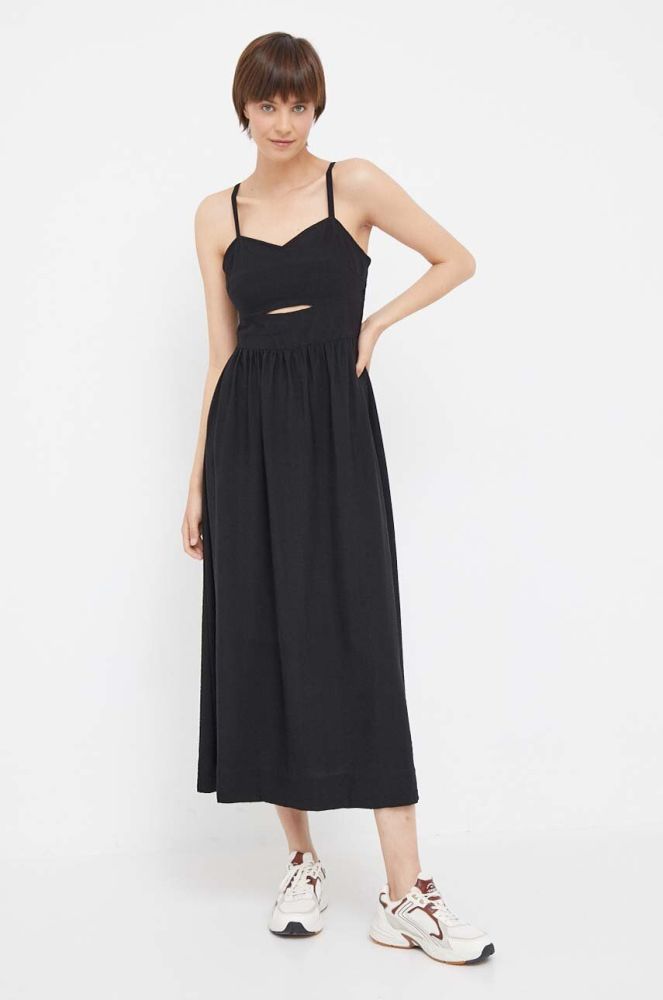 Сукня Dkny колір чорний midi розкльошена (3354503)