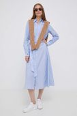 Бавовняна сукня Polo Ralph Lauren midi розкльошена колір блакитний (3391501)