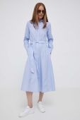Бавовняна сукня Polo Ralph Lauren midi розкльошена колір блакитний (3391501)