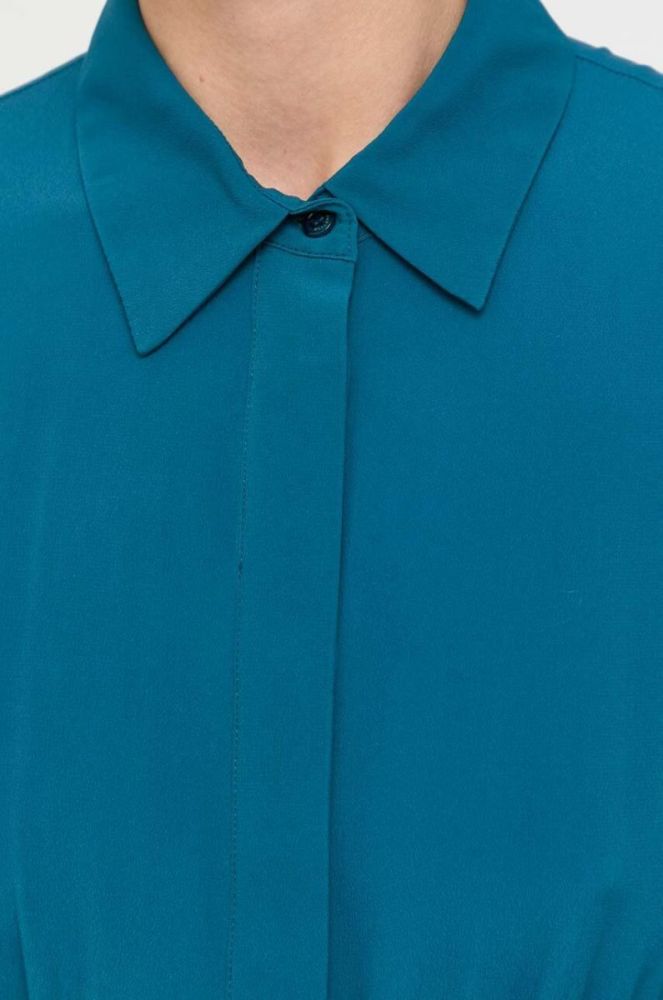 Сукня з домішкою шовку Weekend Max Mara колір бірюзовий midi розкльошена фото 5