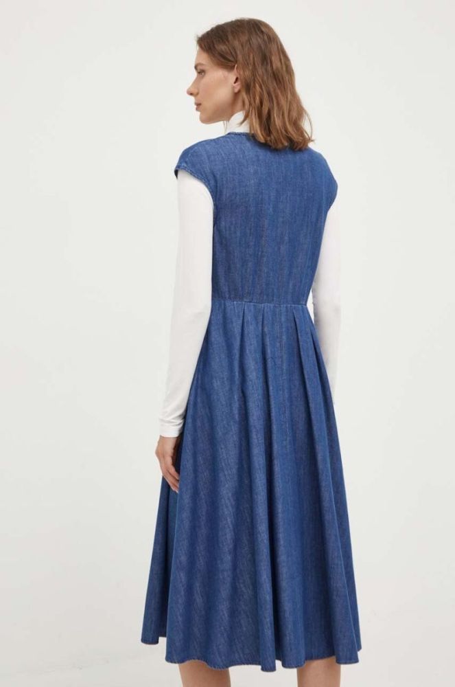 Джинсова сукня Weekend Max Mara колір синій midi розкльошена фото 3