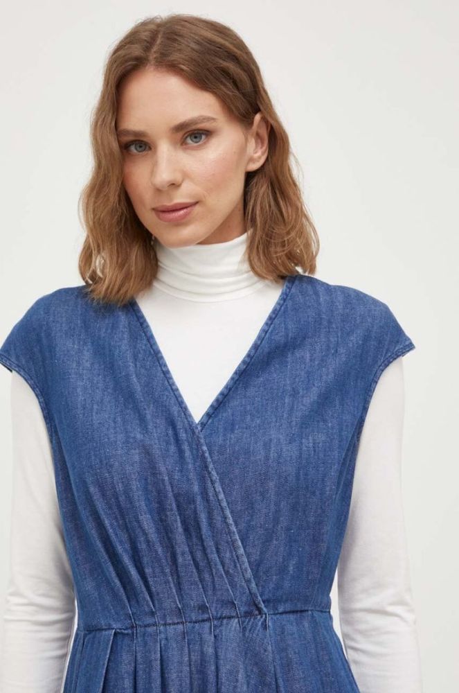Джинсова сукня Weekend Max Mara колір синій midi розкльошена фото 4