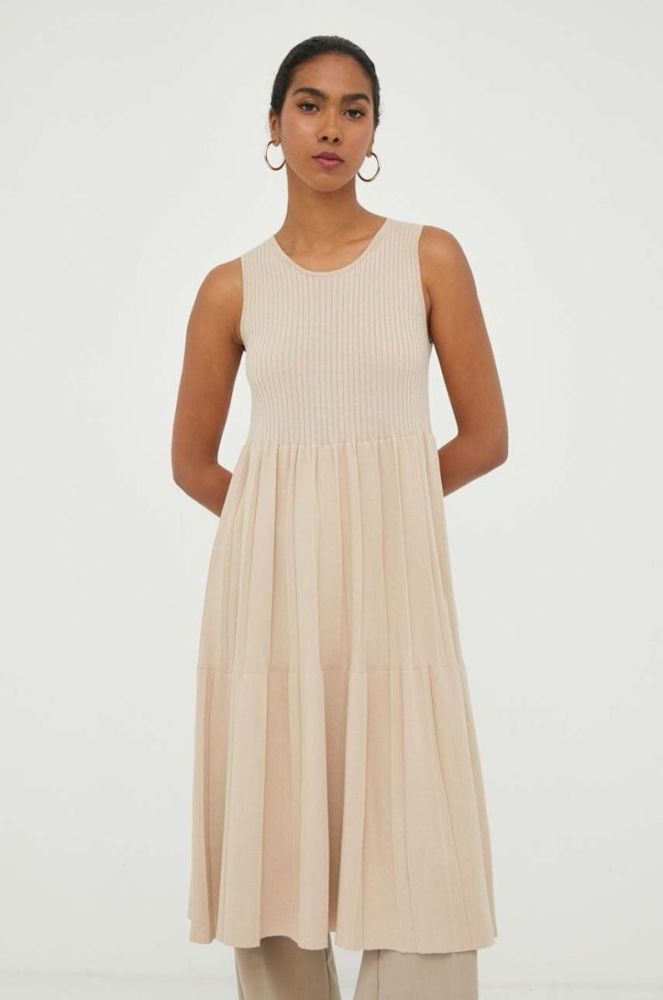 Сукня Weekend Max Mara колір бежевий mini розкльошена фото 2
