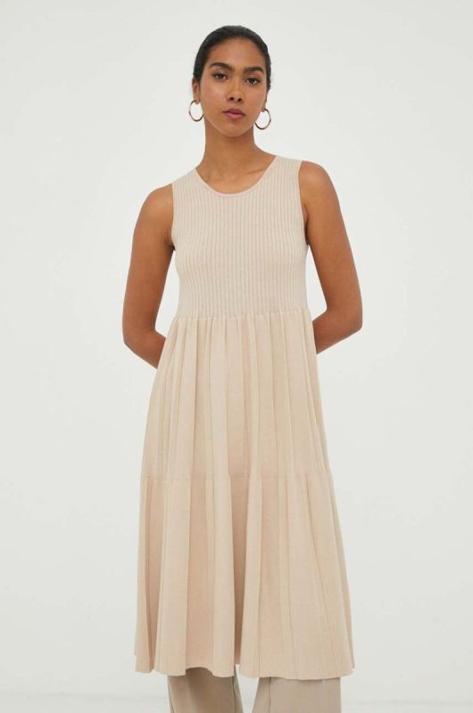 Сукня Weekend Max Mara колір бежевий mini розкльошена фото 2