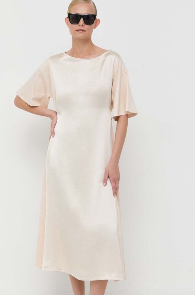 Сукня Weekend Max Mara колір бежевий maxi пряма фото 4