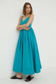 Бавовняна сукня Herskind колір бірюзовий maxi розкльошена