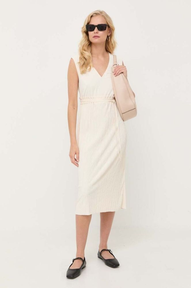 Сукня Max Mara Leisure колір бежевий midi розкльошена (3410304) фото 2