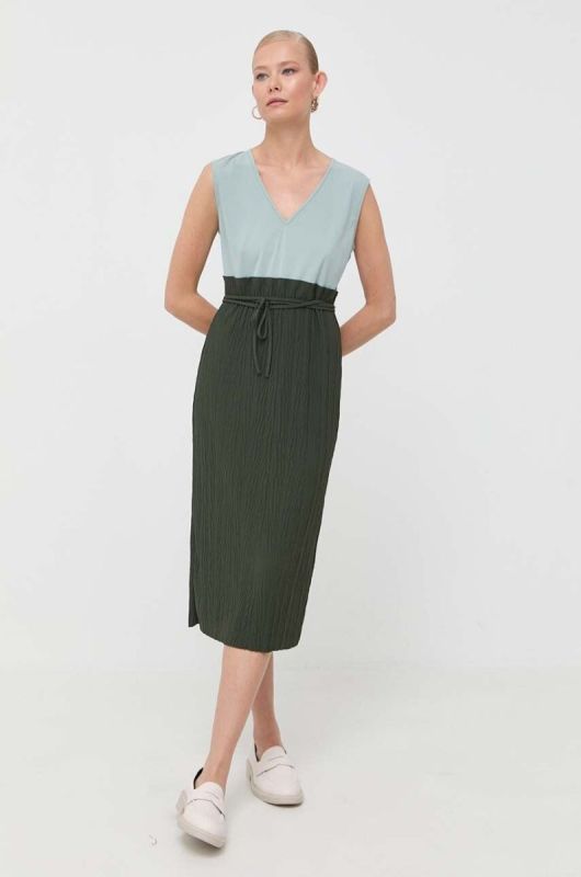 Сукня Max Mara Leisure колір зелений midi розкльошена фото 2