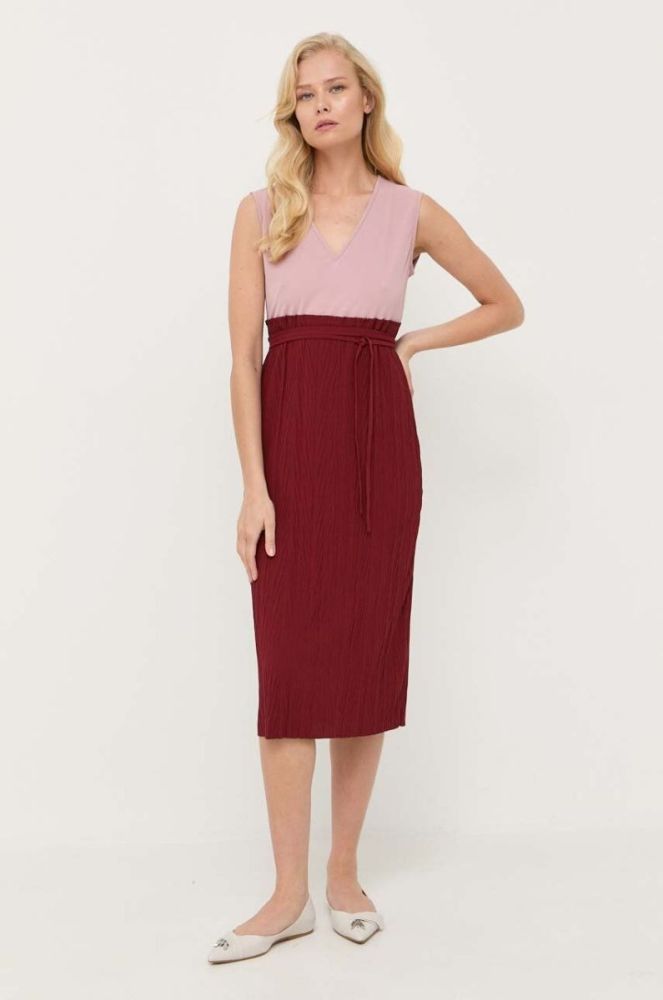 Сукня Max Mara Leisure колір бордовий midi розкльошена фото 2