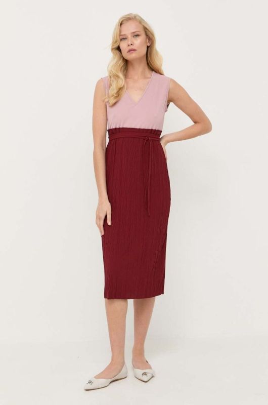 Сукня Max Mara Leisure колір бордовий midi розкльошена фото 2