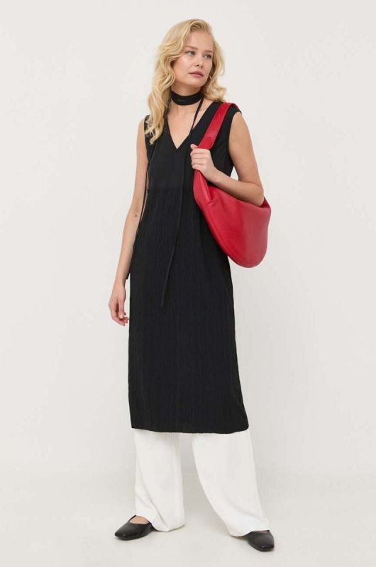 Сукня Max Mara Leisure колір чорний midi розкльошена (3410306) фото 2