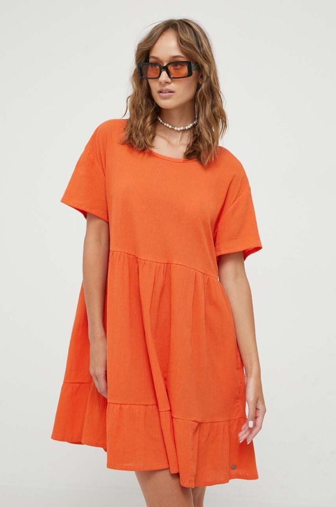 Бавовняна сукня Roxy колір помаранчевий mini oversize
