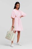 Бавовняна сукня Karl Lagerfeld колір рожевий midi розкльошена