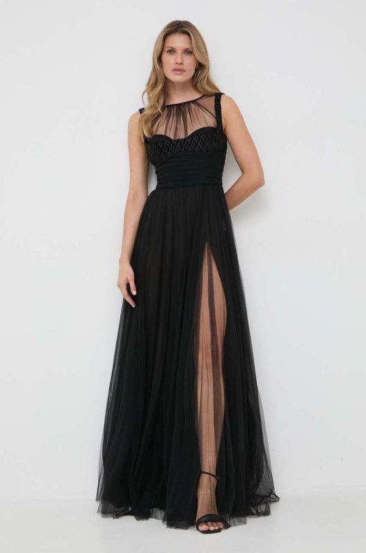 Сукня Elisabetta Franchi колір чорний maxi розкльошена (3645503) фото 2