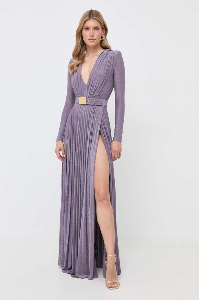 Сукня Elisabetta Franchi колір фіолетовий maxi розкльошена
