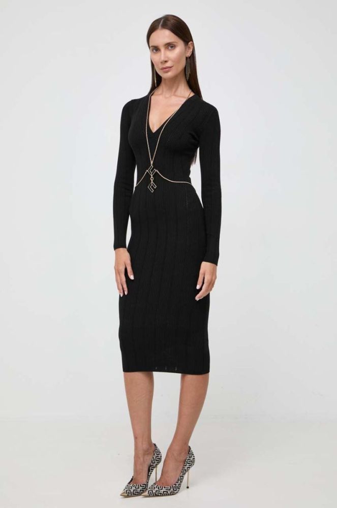 Сукня з домішкою шовку Elisabetta Franchi колір чорний mini облягаюча (3575804) фото 2