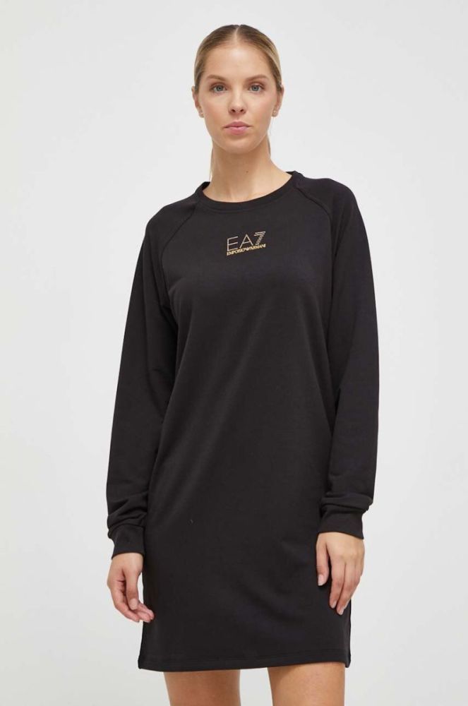 Сукня EA7 Emporio Armani колір чорний mini пряма фото 3