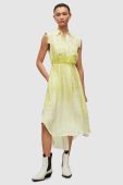 Сукня AllSaints колір жовтий midi розкльошена